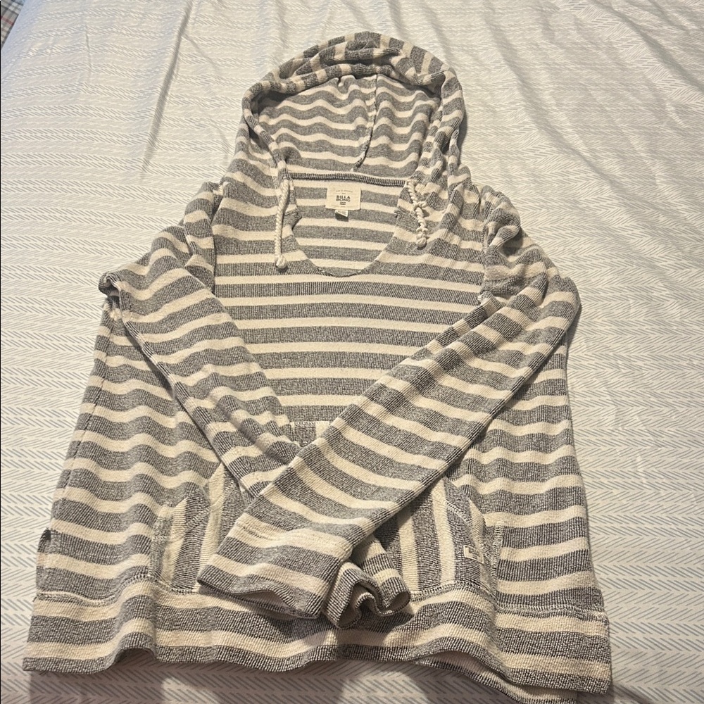 Billabong Gray and Cream Striped Hoodie